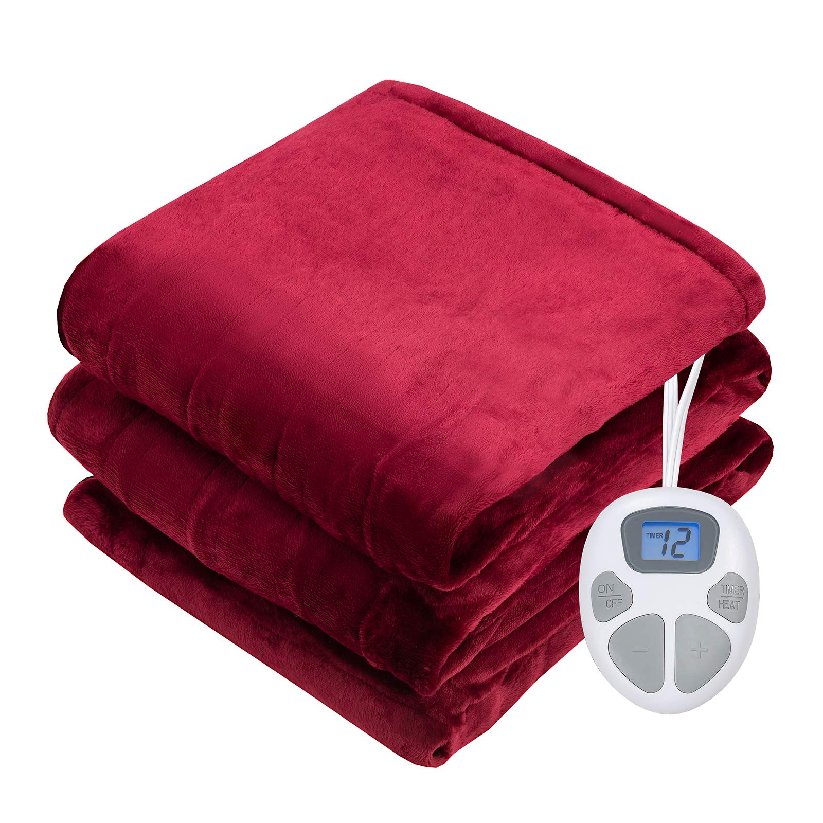 Giantex Electric Heated Blanket, Flannel Electric Blanket Throws, 10 Heating Levels, 8 Hours Auto Off
