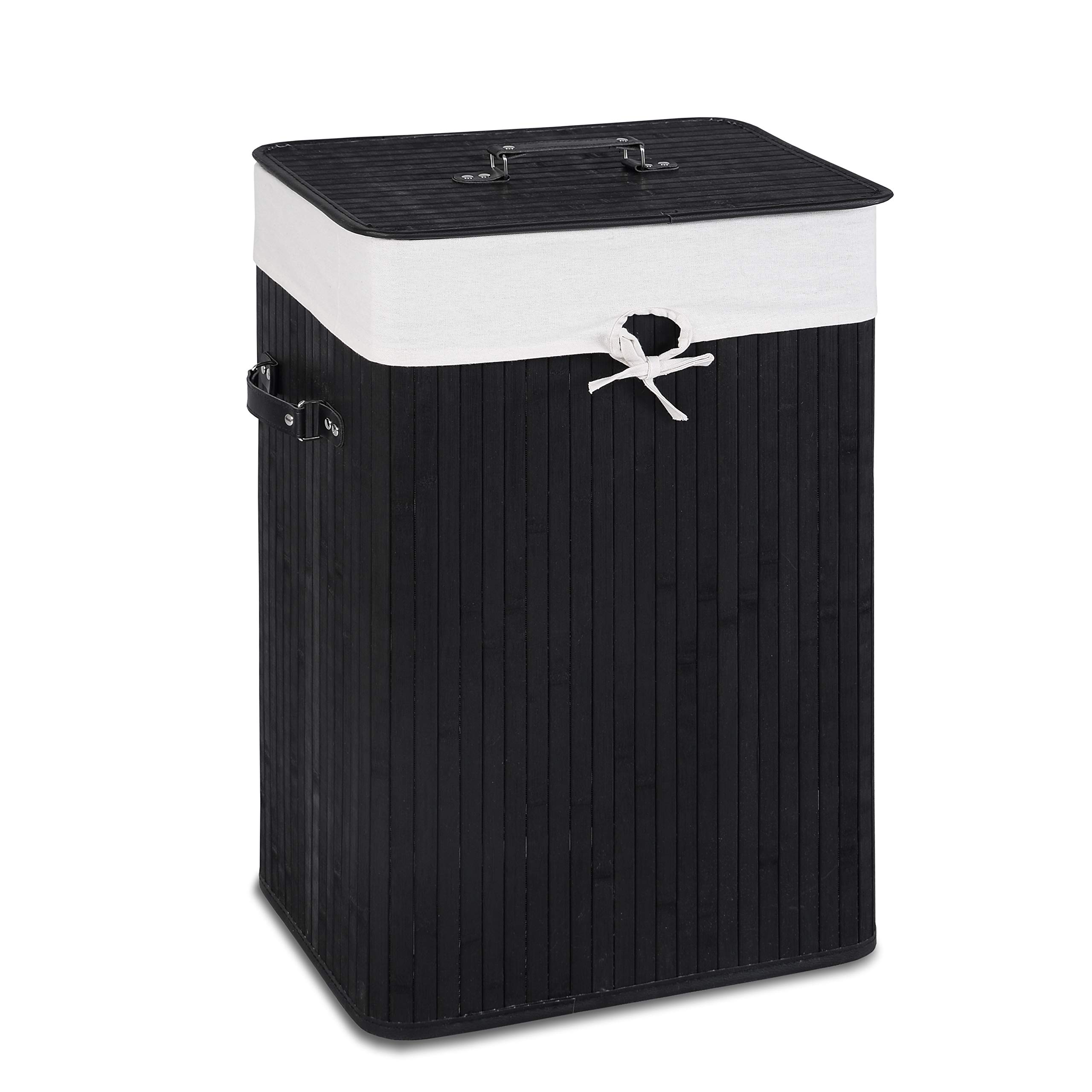 Laundry Hamper Bamboo Laundry Basket, Clothes Hamper with Lid and Removable