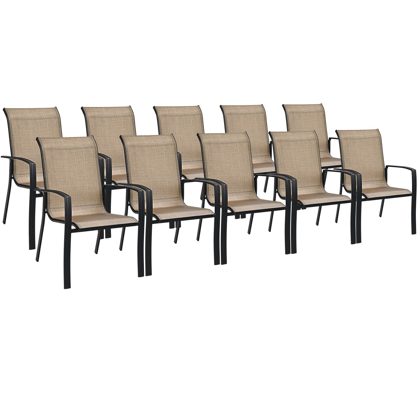 Giantex Metal Camping Chairs with High Backrest Armrest for Porch Deck Pool Beach Yard