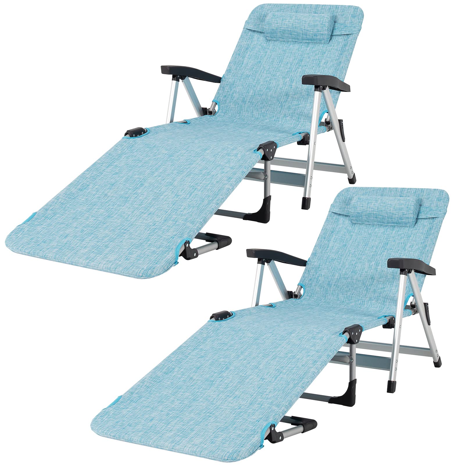 Patio Chaise Lounge Chair 7 Adjustable Position Folding Camping Cot
