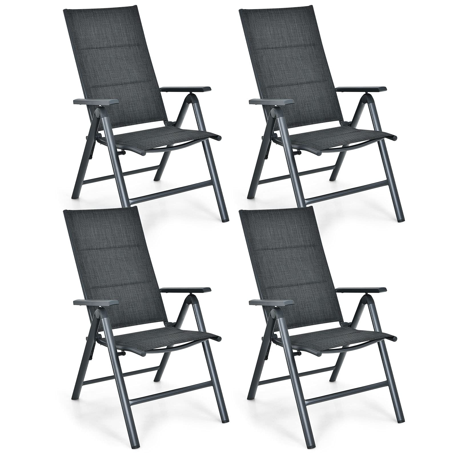 Giantex Padded Lawn Chairs 7 Positions Adjustable Backrest Aluminum Frame