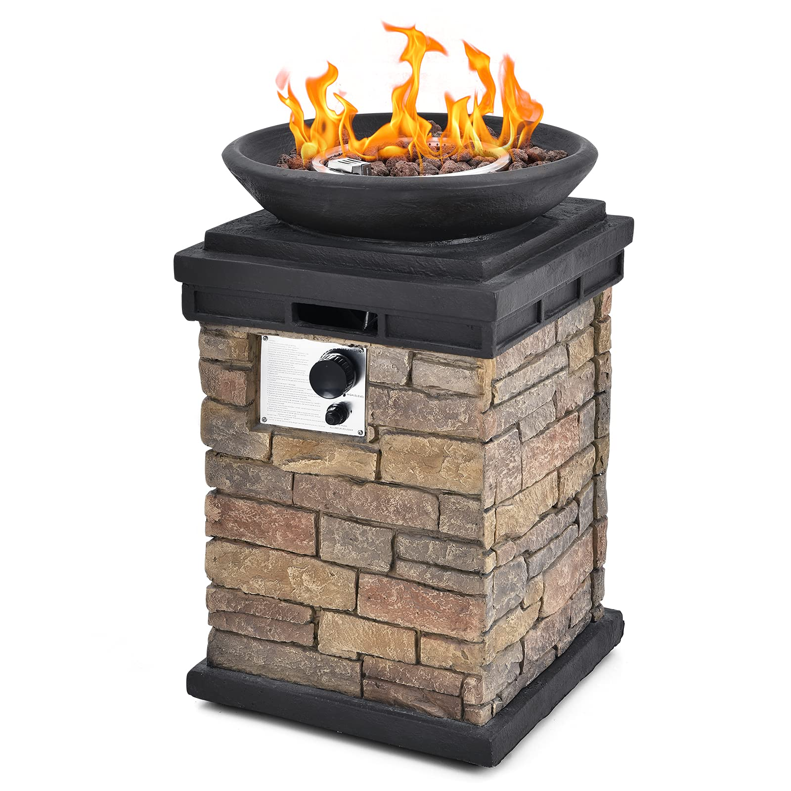Propane Firebowl Column, 40,000 BTU Outdoor Gas Fire Pit