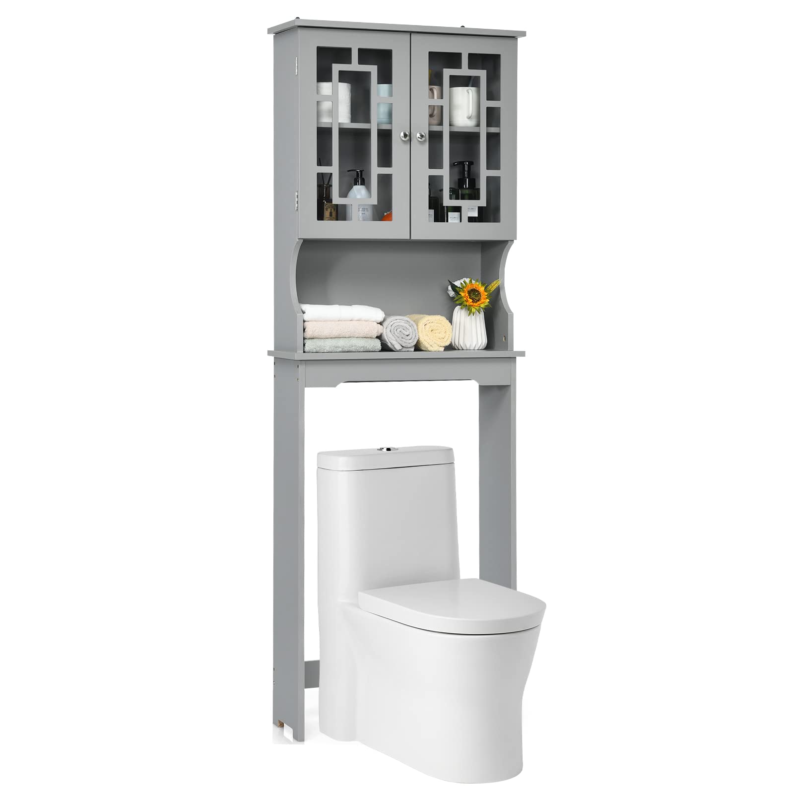 Giantex Over-The-Toilet Storage Spacesaver, Bathroom Organizer with Cabinet and Shelf