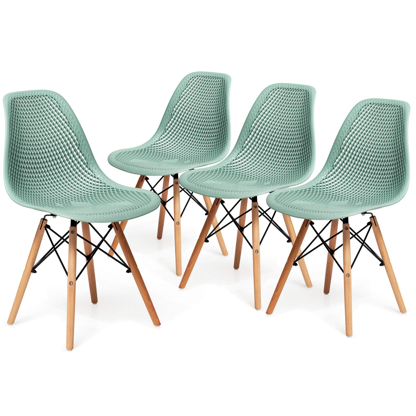 Giantex Set of 2 or 4 Modern Dining Chairs, Shell PP Lounge Side Chairs w/ Mesh Design