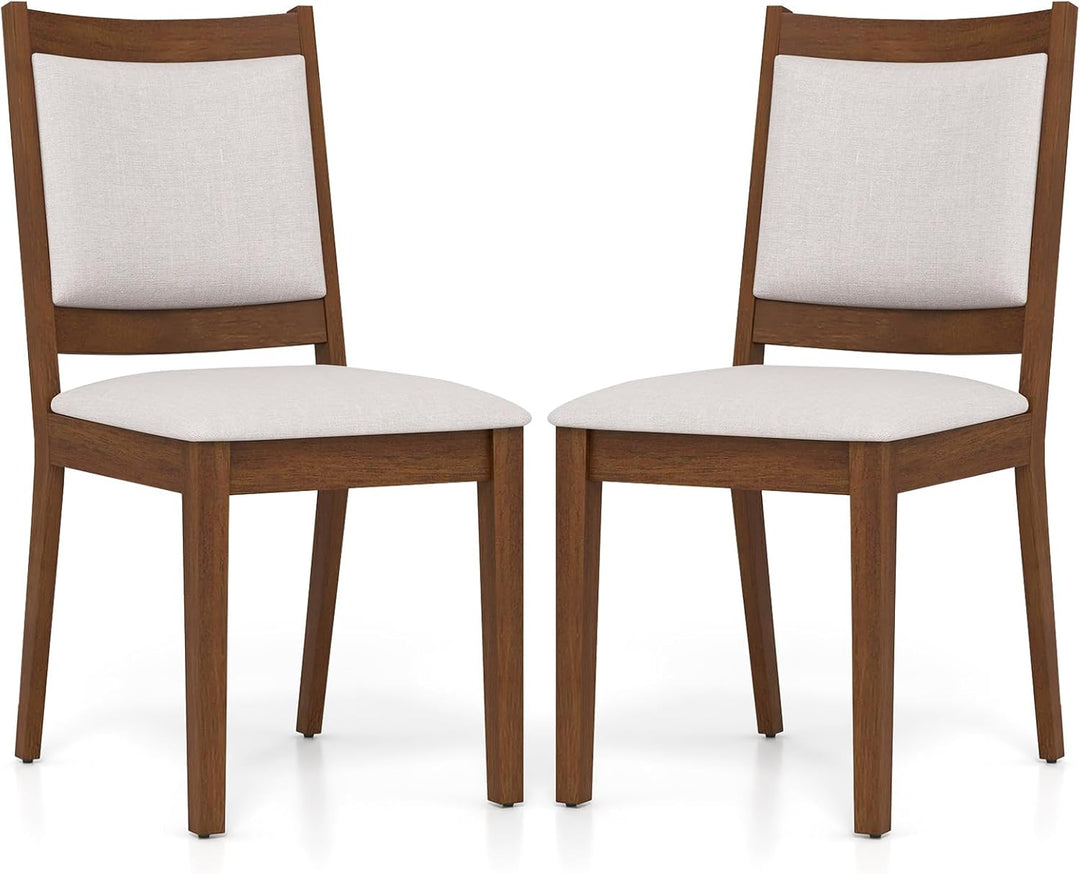 Giantex Upholstered Dining Chairs Set of 2/4, Modern Farmhouse Kitchen Chairs w/Padded Backrest & Cushioned Seat, Rubber Wood Frame