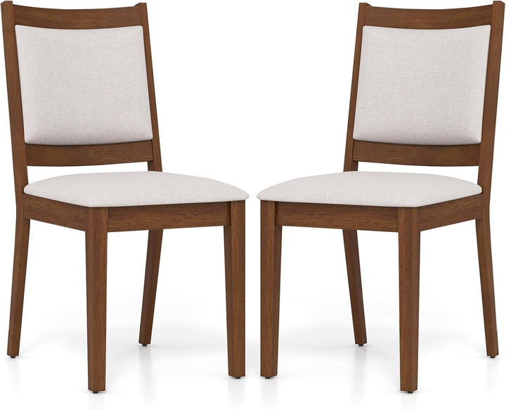 Giantex Upholstered Dining Chairs Set of 2/4, Modern Farmhouse Kitchen Chairs w/Padded Backrest & Cushioned Seat, Rubber Wood Frame
