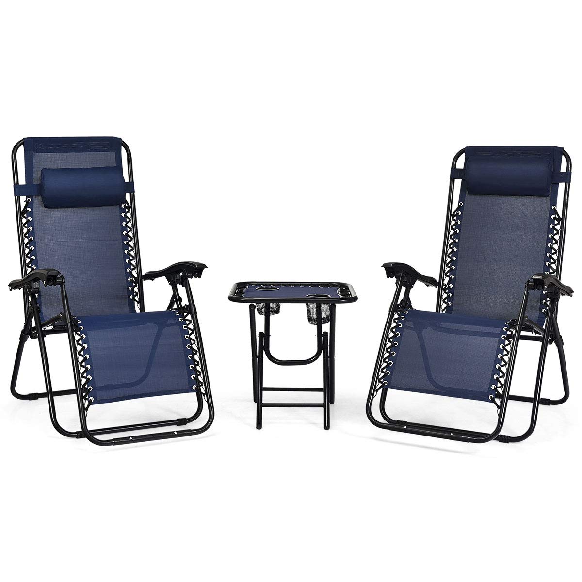 Giantex 3 PCS Zero Gravity Chair Patio Chaise Lounge Chairs, Beige