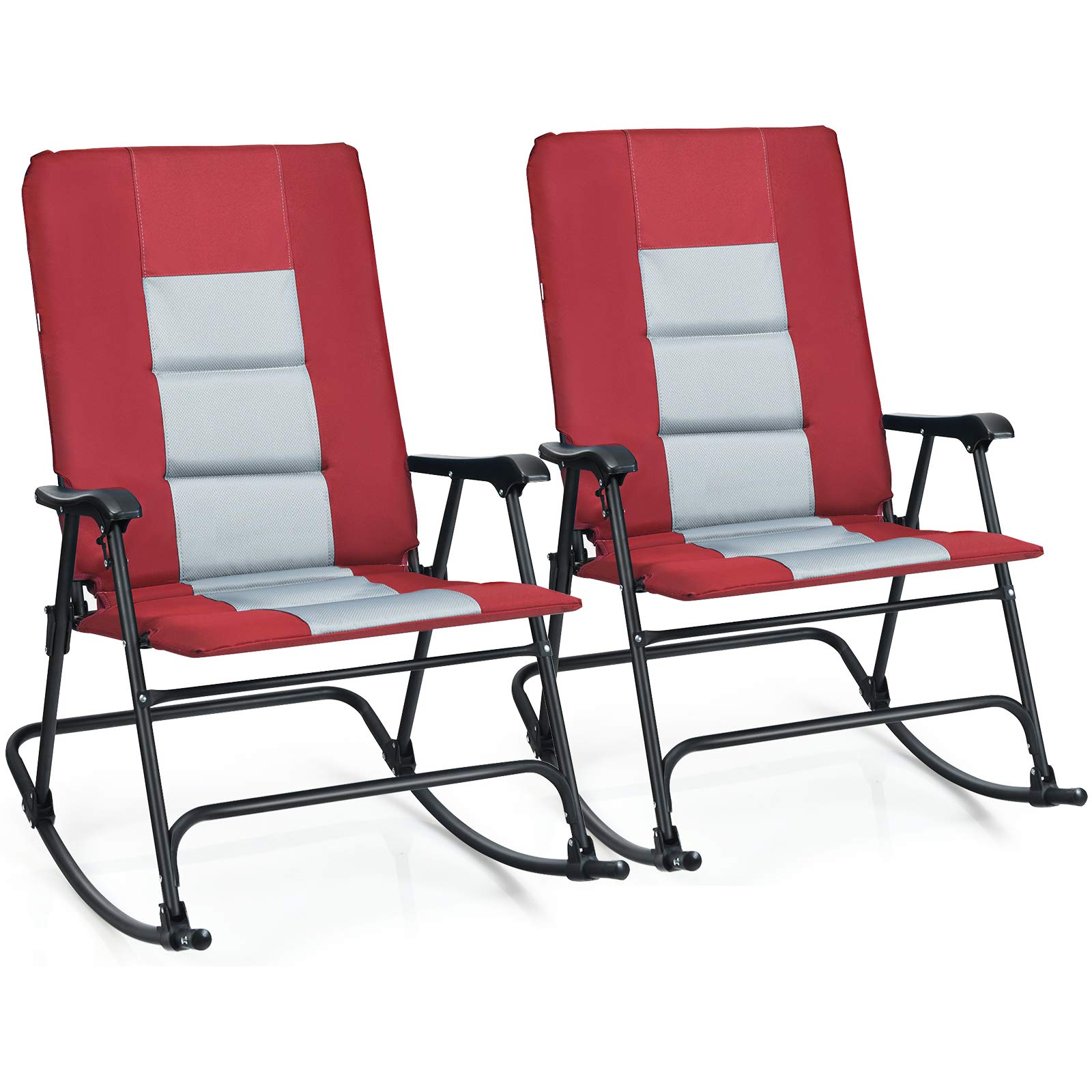 Giantex Camping Rocking Chair Fold-able Oversized with Padded Armrest and Seat