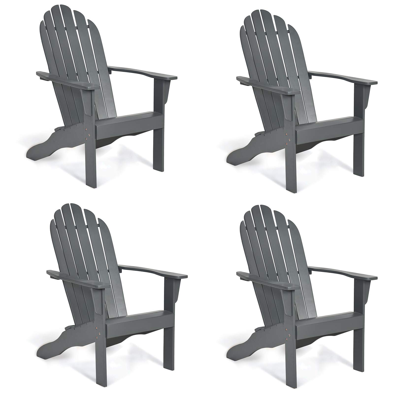 Giantex Adirondack Chair Outdoor Wooden W/Ergonomic Design Acacia Chair for Yard