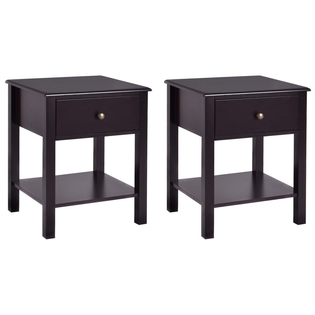 Giantex Nightstand W/Drawer and Shelf, Stable Frame Storage Cabinet