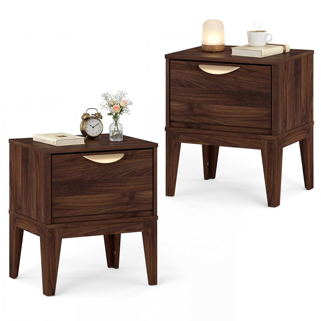 Giantex Mid Century Modern Night Stand with Storage for Small Spaces Bedroom