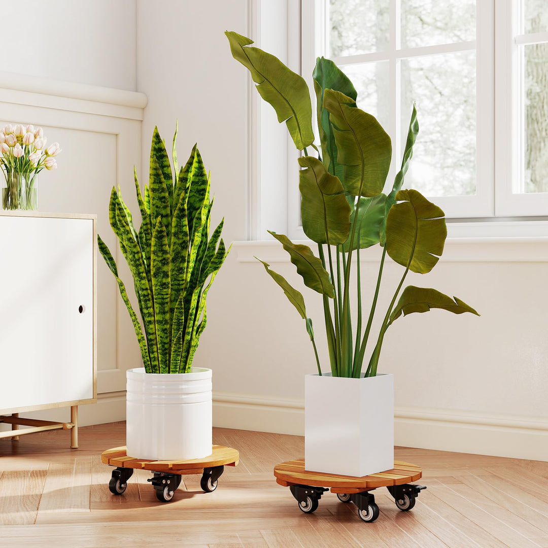 Giantex 2 Pcs and 4 Pcs Plant Caddy with Wheels with 360° Lockable Casters