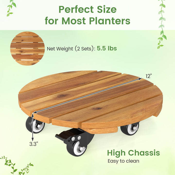 Giantex 2 Pcs and 4 Pcs Plant Caddy with Wheels with 360° Lockable Casters