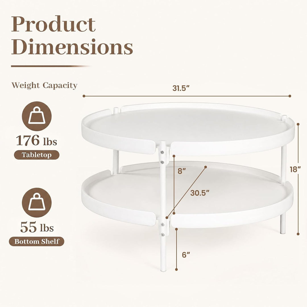 GIANTEX Small Round Coffee Table 24" Center Table with Storage