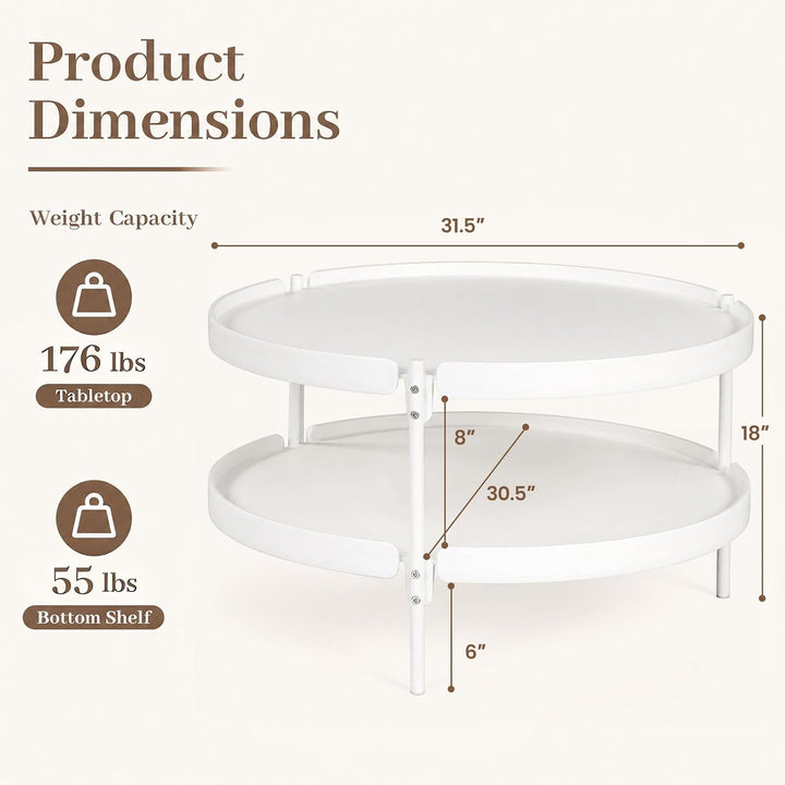 GIANTEX Small Round Coffee Table 24" Center Table with Storage