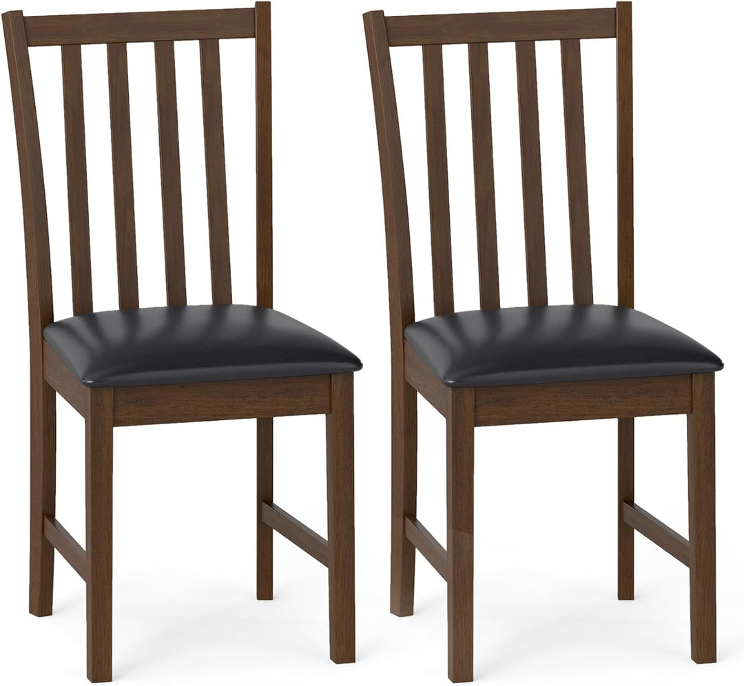 Giantex Wooden Dining Chairs Set of 2/4 Faux Leather Upholstered Kitchen Chair w/Rubber Wood Legs