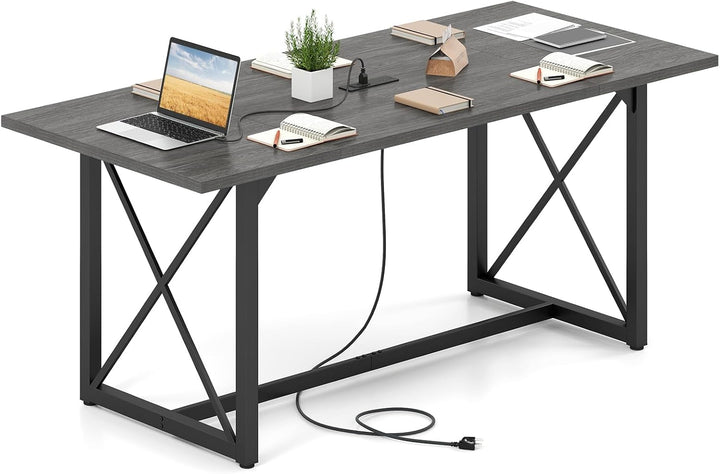 Giantex 6FT Large Rectangle Conference Table with Power Outlets (1/2)