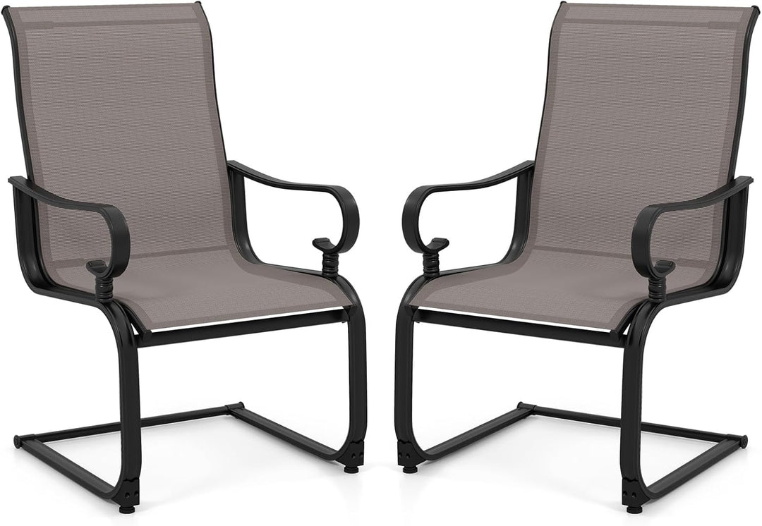 Giantex Patio Dining Chairs Set of 2/4 | High Back Outdoor Patio Chairs with Metal C Spring Frame