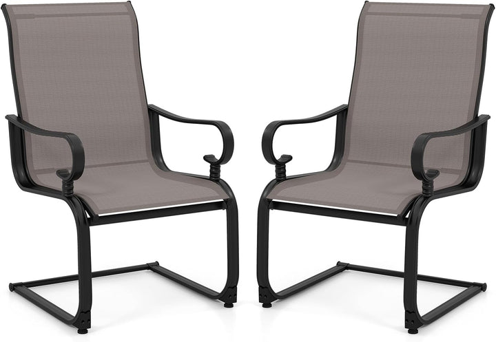 Giantex Patio Dining Chairs Set of 2/4 | High Back Outdoor Patio Chairs with Metal C Spring Frame