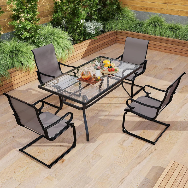 Giantex Patio Dining Chairs Set of 2/4 | High Back Outdoor Patio Chairs with Metal C Spring Frame