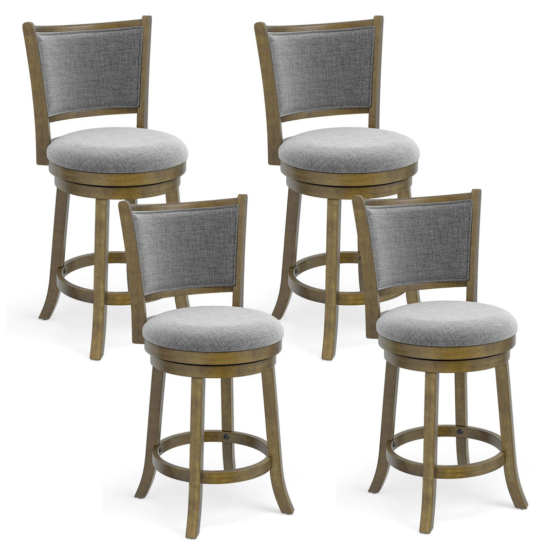 Giantex 25" Counter Height Bar Stools Set of 2/4 with Rubber Wood Frame &amp; Upholstered Seat