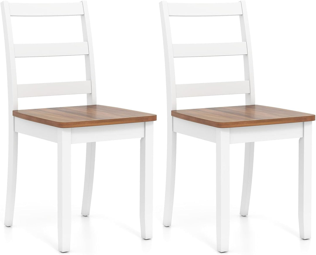 Giantex Wood Dining Chairs Set of 2/4 - Wooden Armless Kitchen Chairs with Solid Rubber Wood Legs