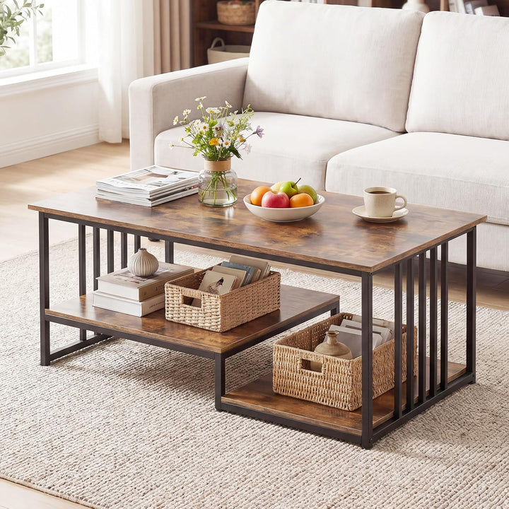 Giantex 43.5" Coffee Table 2-Tier Center Table with Storage
