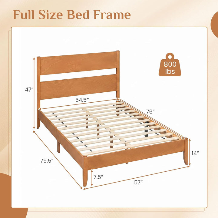 GIANTEX Queen/Full/Twin Size Wooden Bed Frame with Slatted Headboard