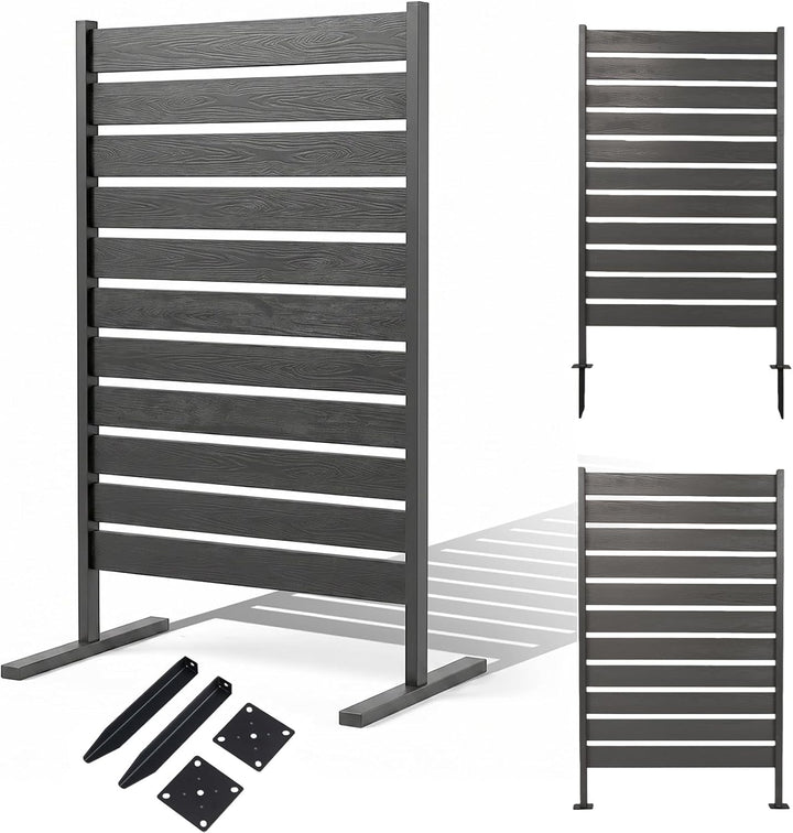 Giantex 37" W x 61" H Outdoor Privacy Fence Screen with Ground Stakes &amp; Base Feet (1/2)