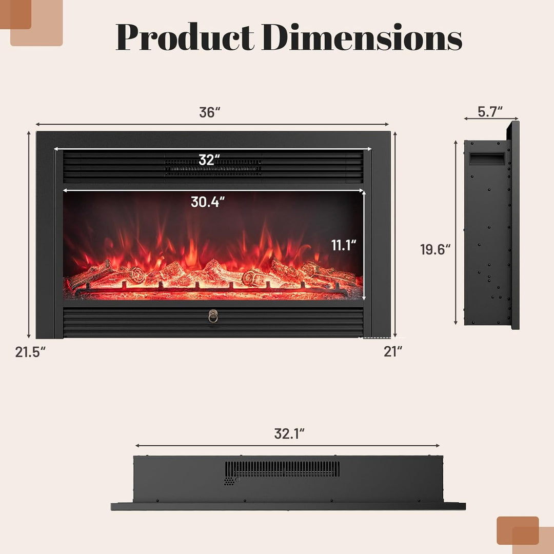Giantex 33/36 Inch Electric Fireplace Insert