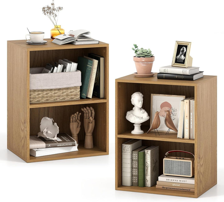 Giantex 2-Cube Bookshelf | 2-Layer Storage Shelf Bookcase w/Large-Capacity Open Storage Space