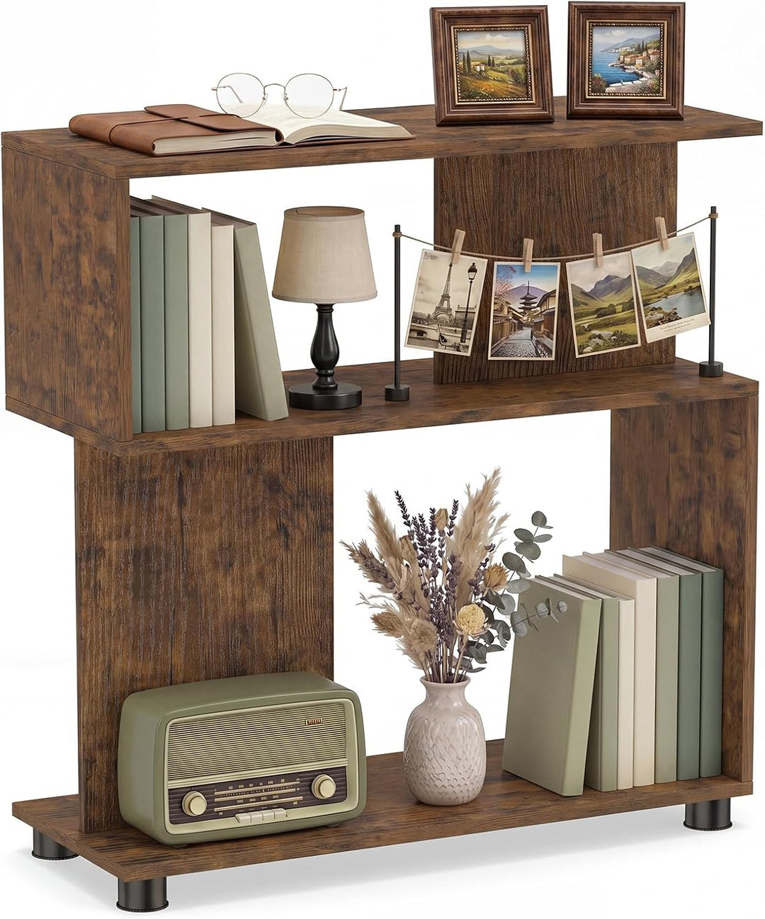 Giantex 3-Tier Geometric S Shaped Bookcase with Open Storage Shelves (1/2)