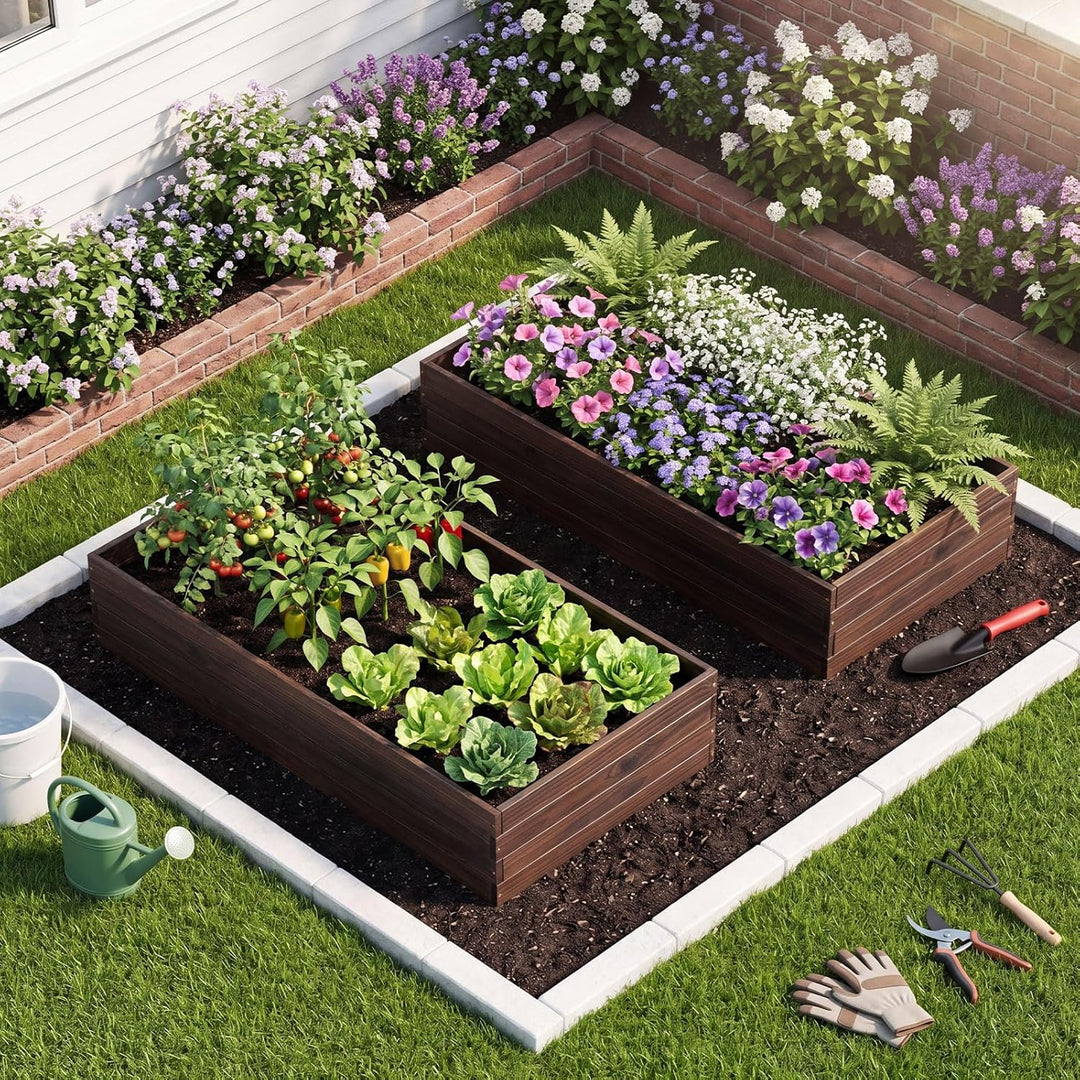 Giantex 45" x 23" Fir Wood Raised Garden Bed (1/2)