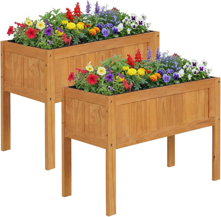 Giantex Solid Wooden Raised Garden Bed w/Legs (35”Lx 16”Wx24”H)