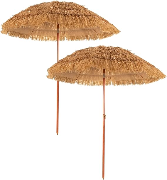 Giantex Hawaiian Style Thatched Tiki Umbrella with 8 Ribs &amp; Tilt Adjustment