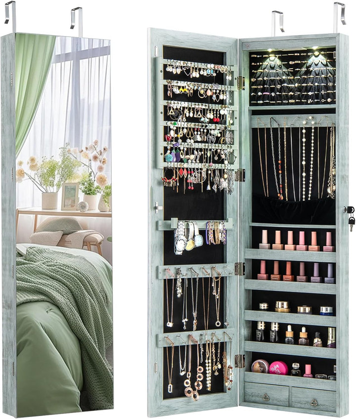 Giantex Wall Door Jewelry Armoire Cabinet with Full-Length Mirror