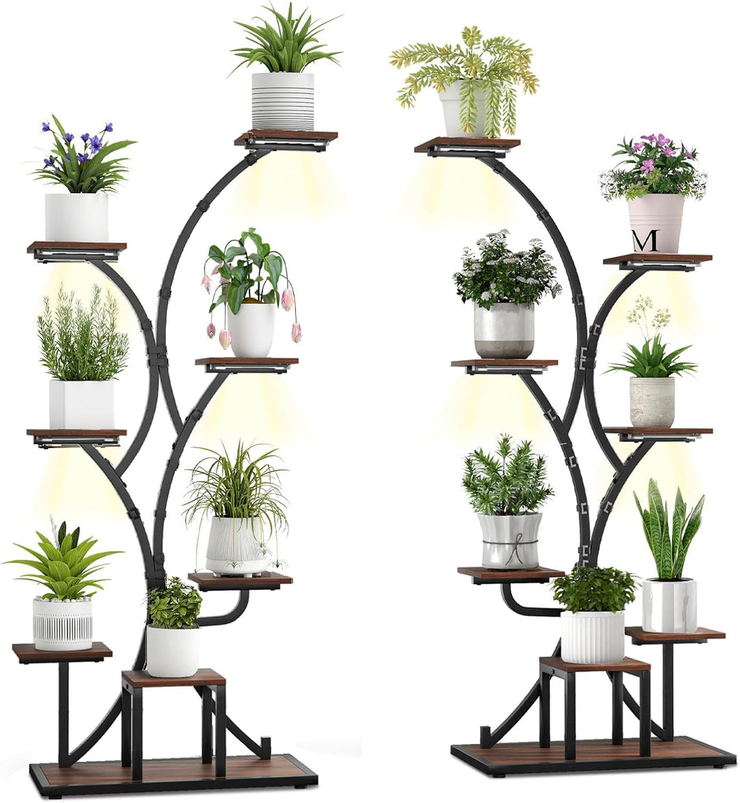 Giantex Plant Stand Indoor with Grow Lights 8-Tier 58" Tall Corner Metal Plant Shelf