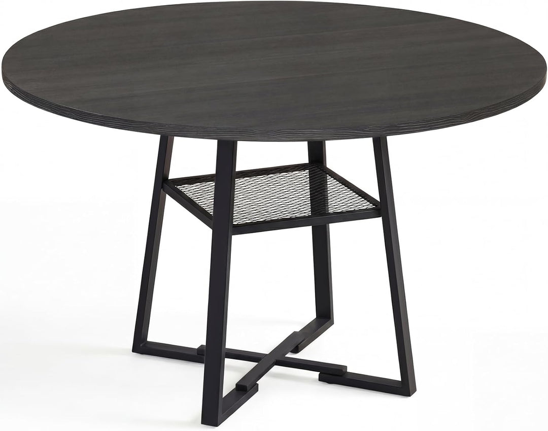 Giantex Round Dining Table for 4-6 | 47.5" Circle Kitchen Table with Storage Shelf