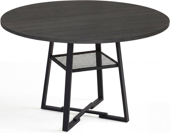 Giantex Round Dining Table for 4-6 | 47.5" Circle Kitchen Table with Storage Shelf