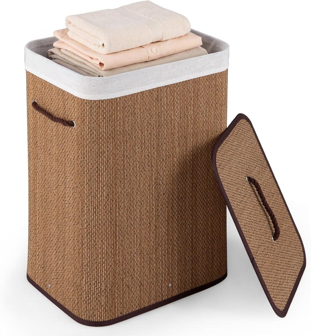 Giantex 19 Gal Rectangular Bamboo Laundry Hamper with Lid