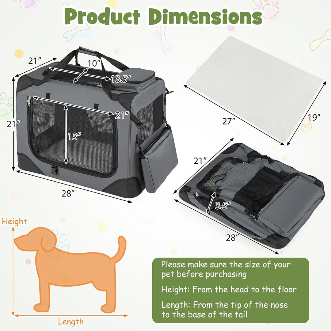 Giantex Folding Soft Dog Crate with 5-Sided Mesh
