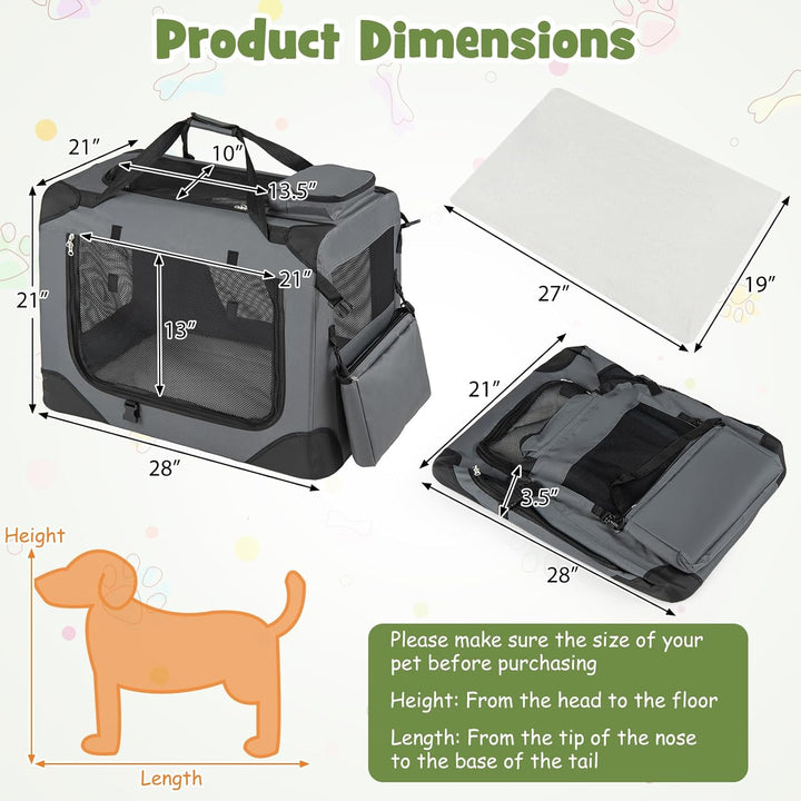 Giantex Folding Soft Dog Crate with 5-Sided Mesh