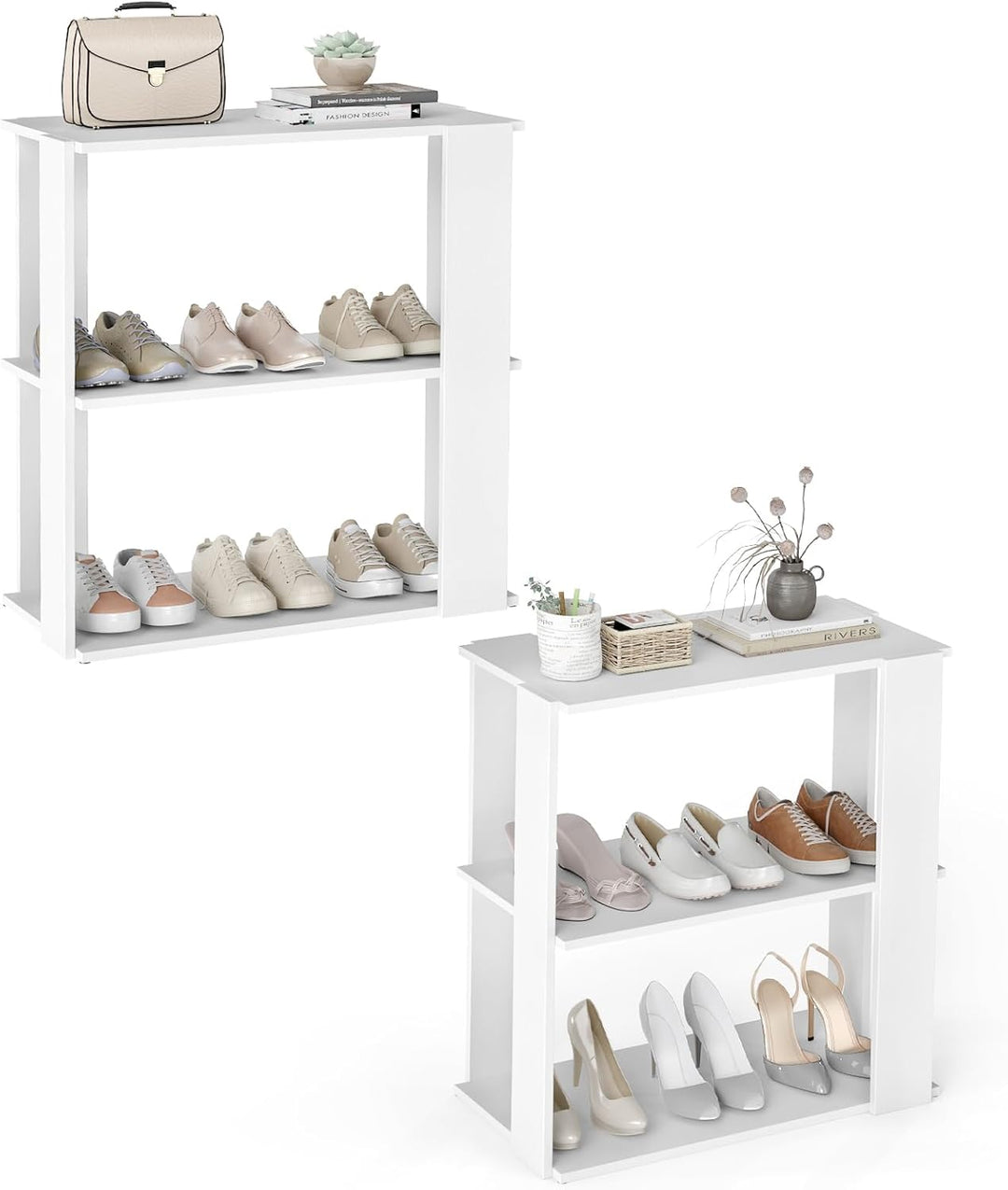 Giantex 3-Tier Stackable Shoe Organizer with Anti-Tipping Device (1/2)