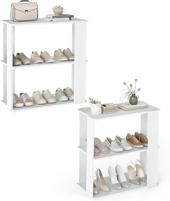 Giantex 3-Tier Stackable Shoe Organizer with Anti-Tipping Device (1/2)