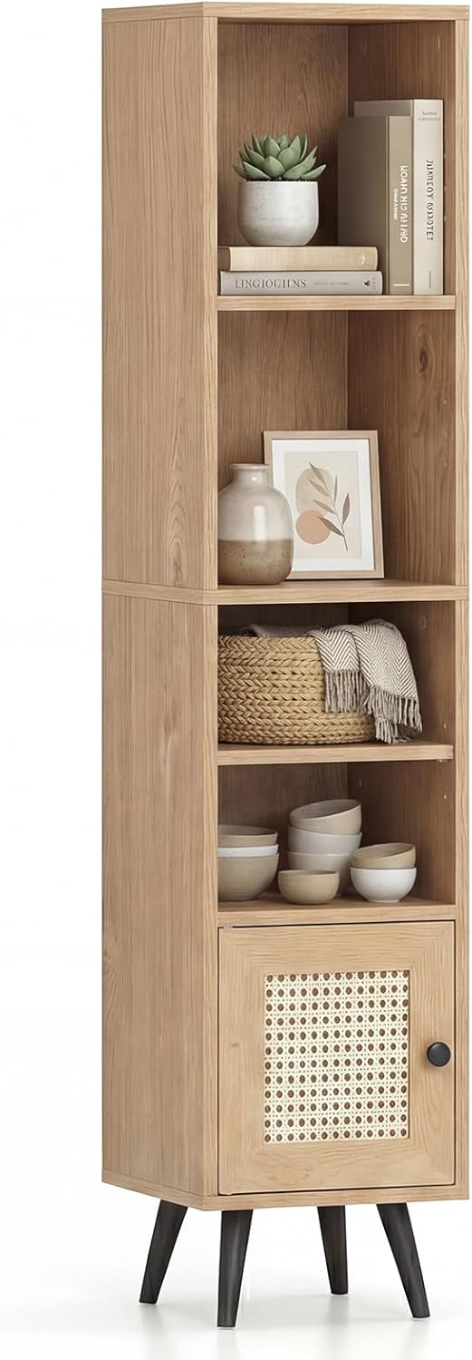 Giantex 6-Tier Tall Narrow Bookcase 54 Inches Slim Storage Cabinet