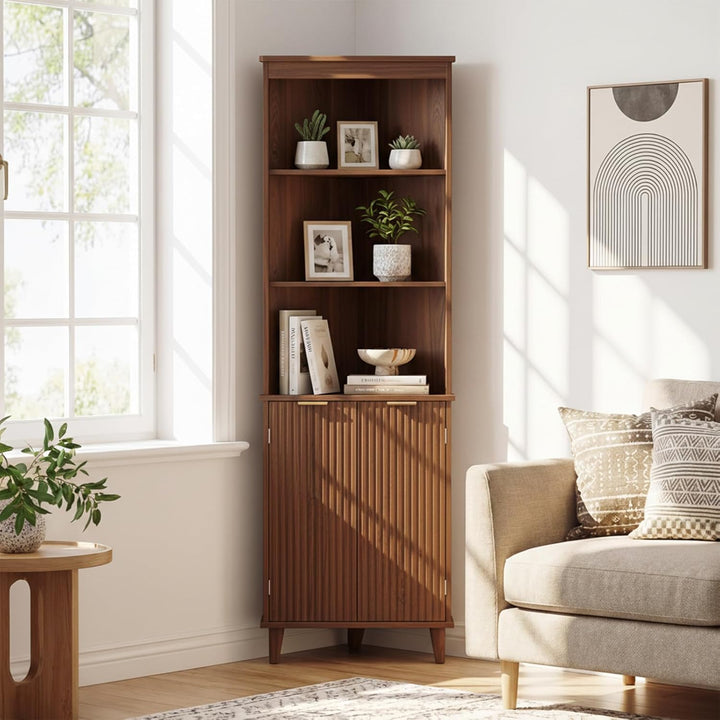 Giantex 68" Tall Corner Cabinet with Fluted Doors