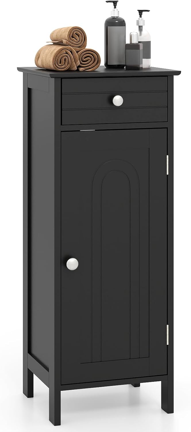 Giantex 34.5” Bathroom Cabinet Narrow Side Storage Organizer with Drawer