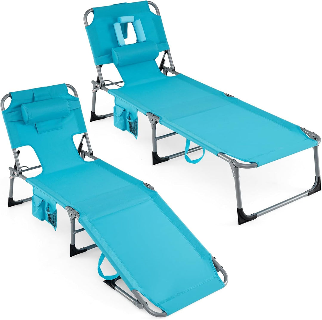 Giantex Tanning Chair with Face Arm Holes Folding Chair