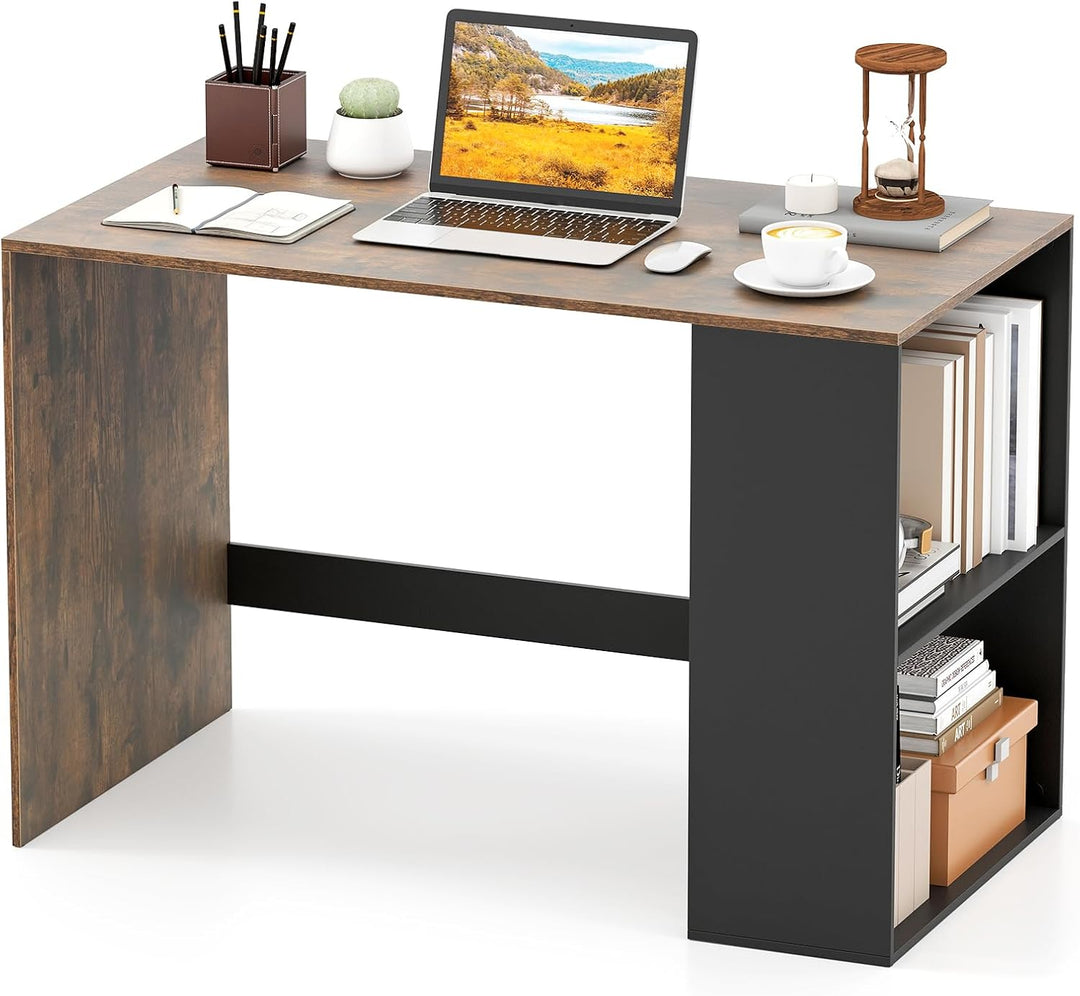 Giantex 44 Inch Wooden Computer Desk with Bookshelf for Small Space
