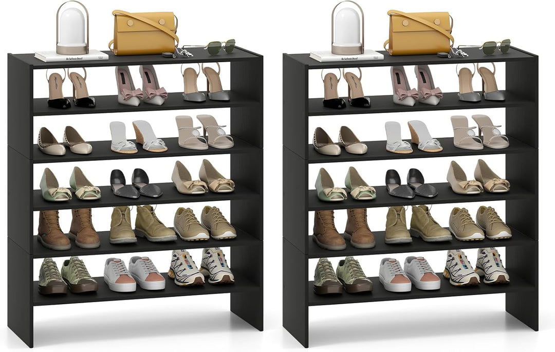 3-in-1 Shoe Rack, 5-Tier Shoe Organizer, Wood Storage Shelf for Shoes